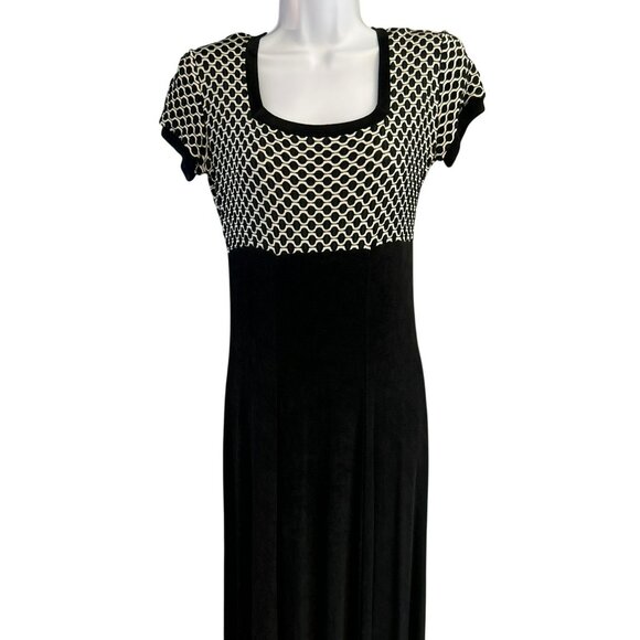 Vintage Y2K Citi Dress Black White Geometric Print Maxi Dress Size 6 Paper Tag - Picture 2 of 6
